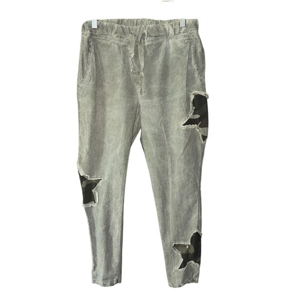 Tempo Paris Gray Jogger Pants With Camo Star Patches - Picture 6 of 12